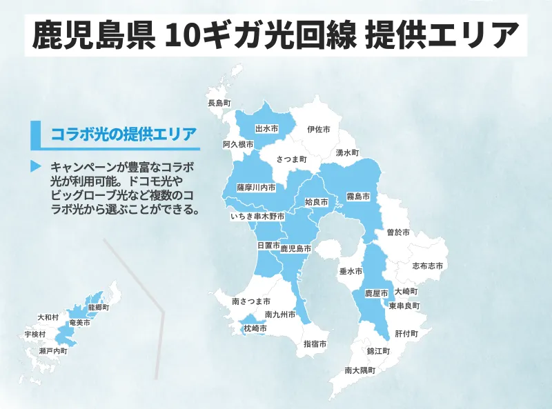 鹿児島県の10ギガ光回線の提供エリア
