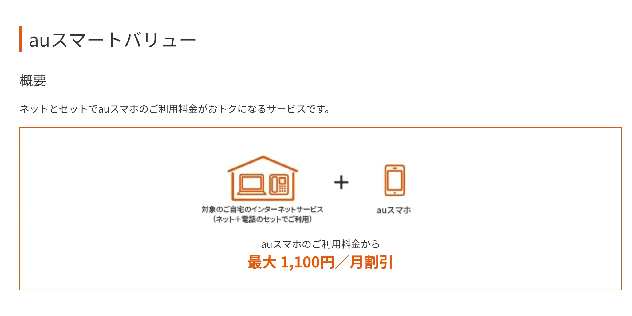 auスマートバリューの公式ページの名前と割引の案内