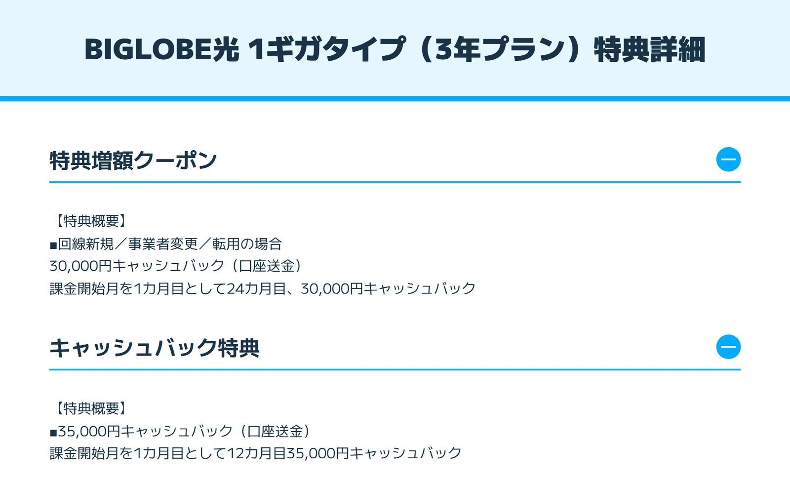 ビッグローブ光公式特設サイトの1ギガのキャッシュバック受け取り時期